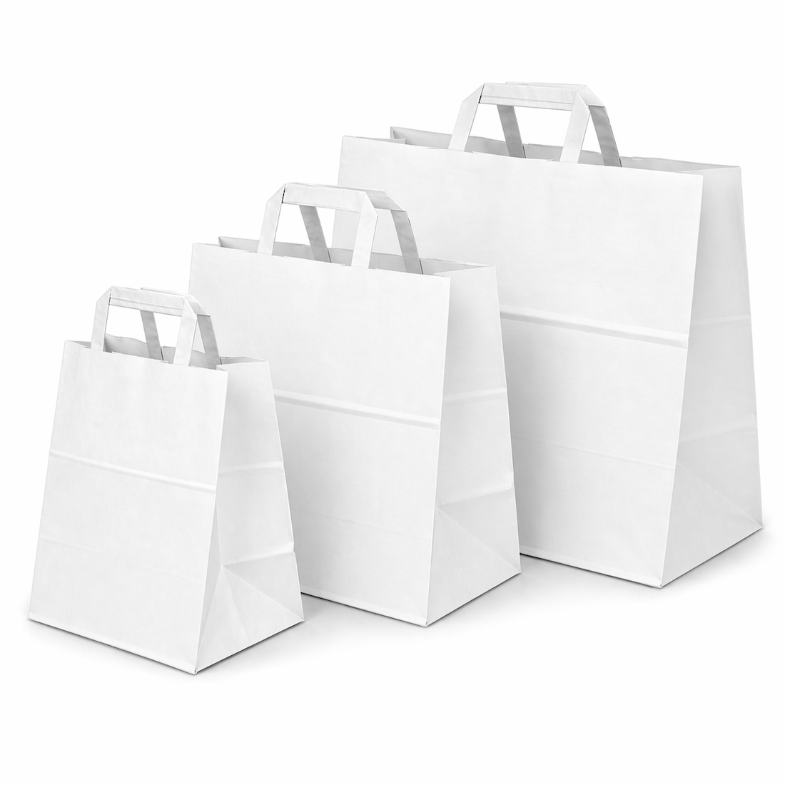 Shopper in Carta Take Away Bianco Fondo Largo