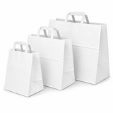 Shopper in Carta Take Away Bianco Fondo Largo