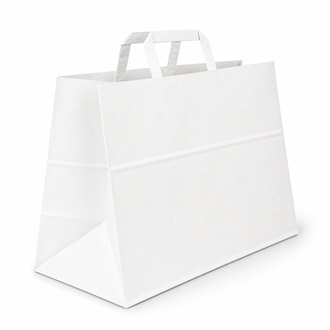 Shopper in Carta Take Away Bianco Fondo Largo