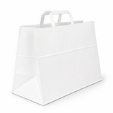 Shopper in Carta Take Away Bianco Fondo Largo