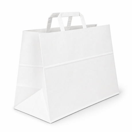 Shopper in Carta Take Away Bianco Fondo Largo