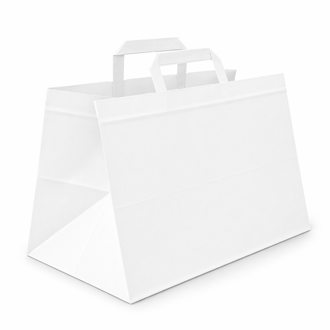 Shopper in Carta Take Away Bianco Fondo Largo