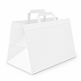 Shopper in Carta Take Away Bianco Fondo Largo