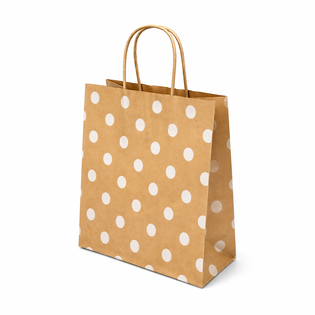 Shopper in Carta Avana con Pois Bianco