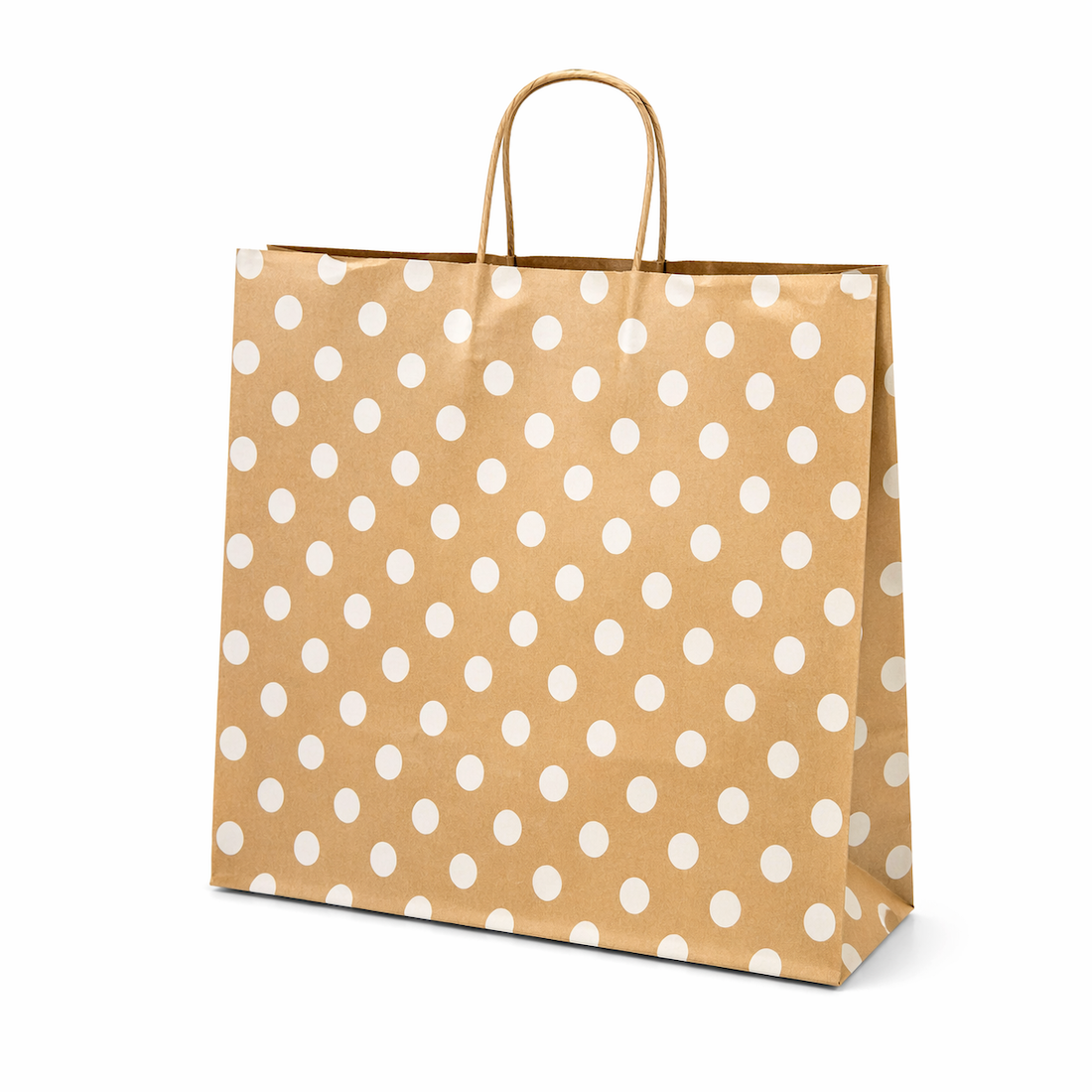 Shopper in Carta Avana con Pois Bianco