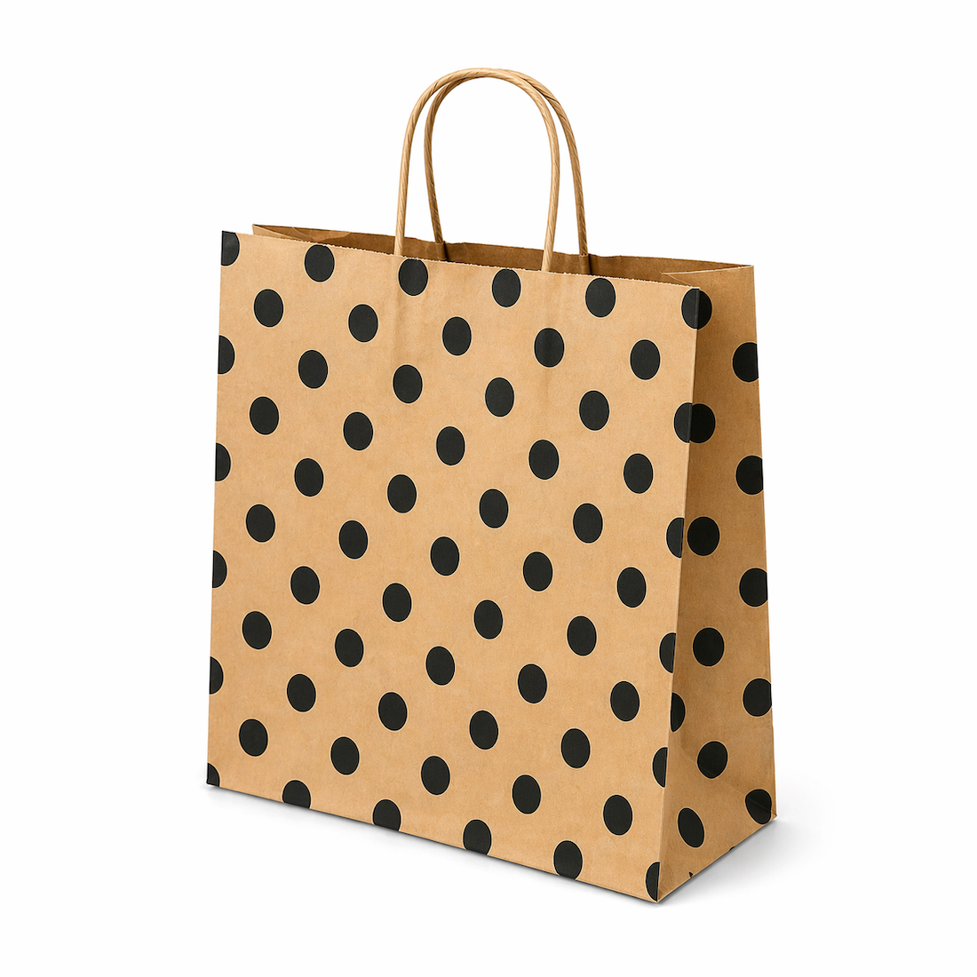 Shopper in Carta Avana con Pois Nero
