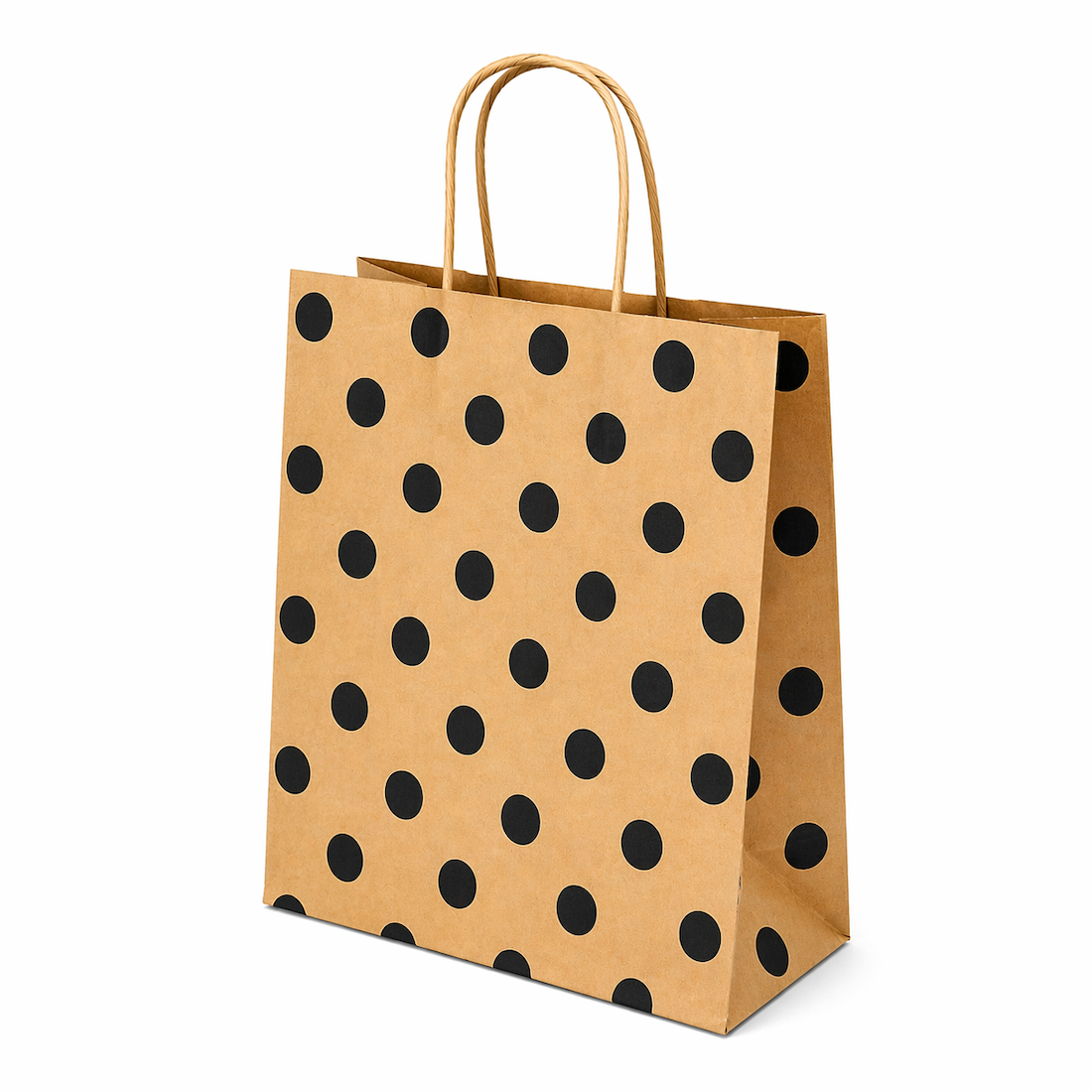 Shopper in Carta Avana con Pois Nero