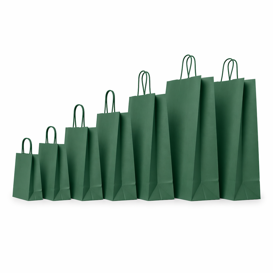 Shopper in Carta Maniglia Ritorta Linea Rainbow Verde Foresta