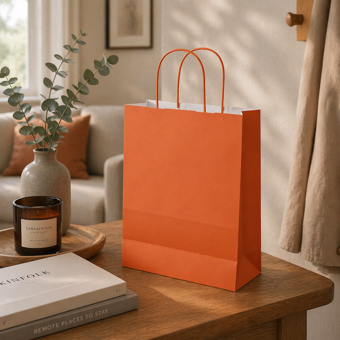 Shopper in Carta Maniglia Ritorta Linea Rainbow Arancione