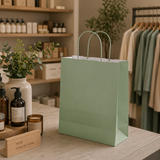Shopper in Carta Maniglia Ritorta Linea Rainbow Verde Salvia