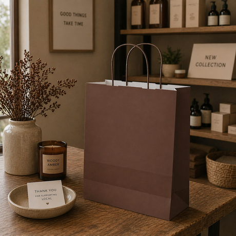 Shopper in Carta Maniglia Ritorta Linea Rainbow Cioccolato