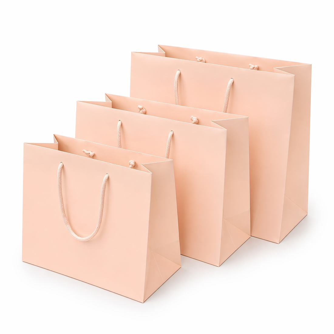 Shopper in Carta Rosa Nude Plastificata Opaca 4 Nodi