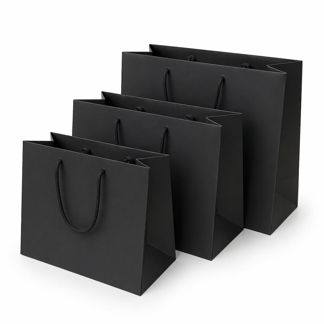 Shopper in Carta Black Plastificata Opaca 4 Nodi