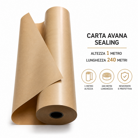 Rotolo Carta Avana Sealing 80 gr. Altezza 100 cm. Lunghezza 240 mt.