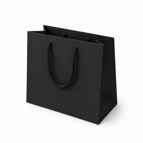 Shopper in Carta Black Plastificata Opaca 4 Nodi