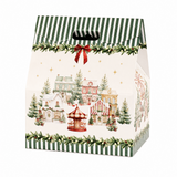 Scatola Confezione Regalo Baulotto Porta Panettone + Bottiglia Linea Market Verde