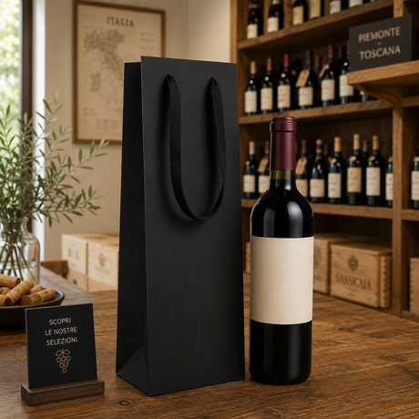 Shopper Porta 1,2 e 3 Bottiglie Nera