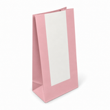 Sacchetto in Carta Bianca e Rosa con Fondo Rettangolare