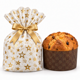 Incarto Smerlato per Panettone Fantasia Stars Bianco